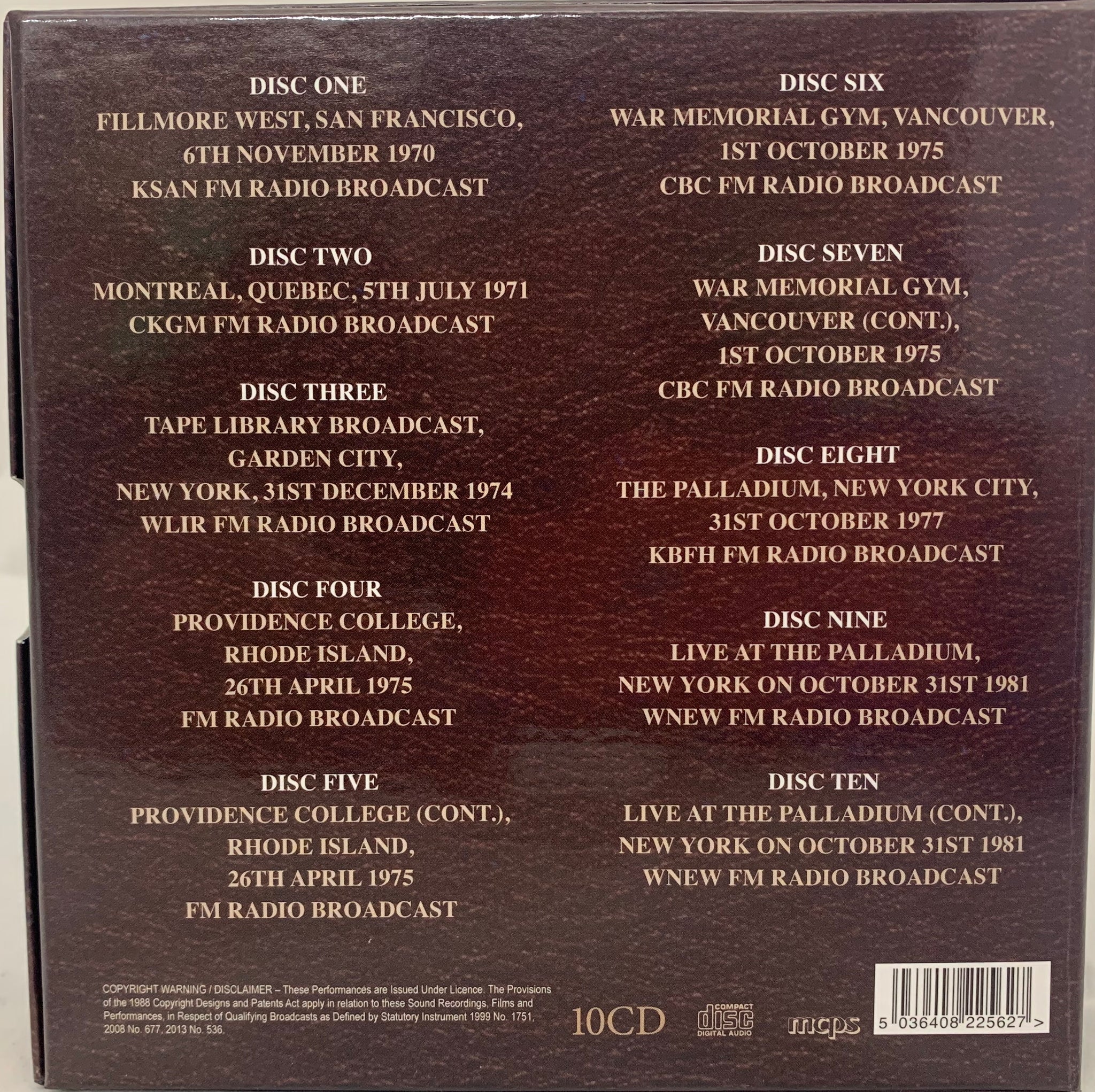 Frank Zappa Live The Torture Never Stops 1970-1981 10 CD Box