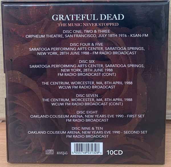 Grateful Dead The Music Never Stopped LIVE 1976-1990 10 CD Box Set